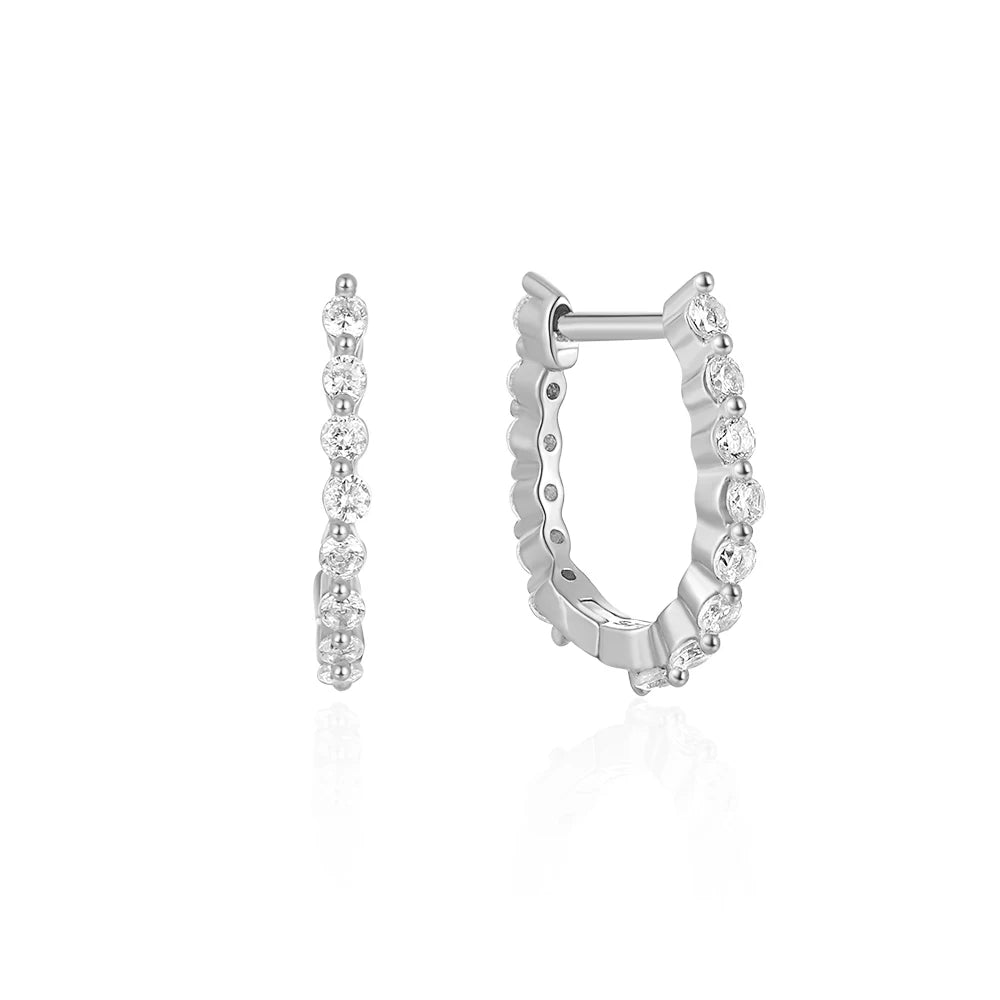 CANNER Star Zircon 925 Sterling Silver Hoop Earrings for Women Gold Color Round Circle Earing Fine Jewelry Accessory Pendientes
