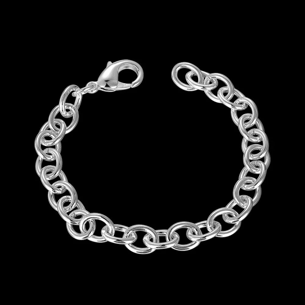 New charm 925 Sterling Silver Bracelet for woman man classic Heavy chain 8 inches Wedding party Gifts fashion Jewelry