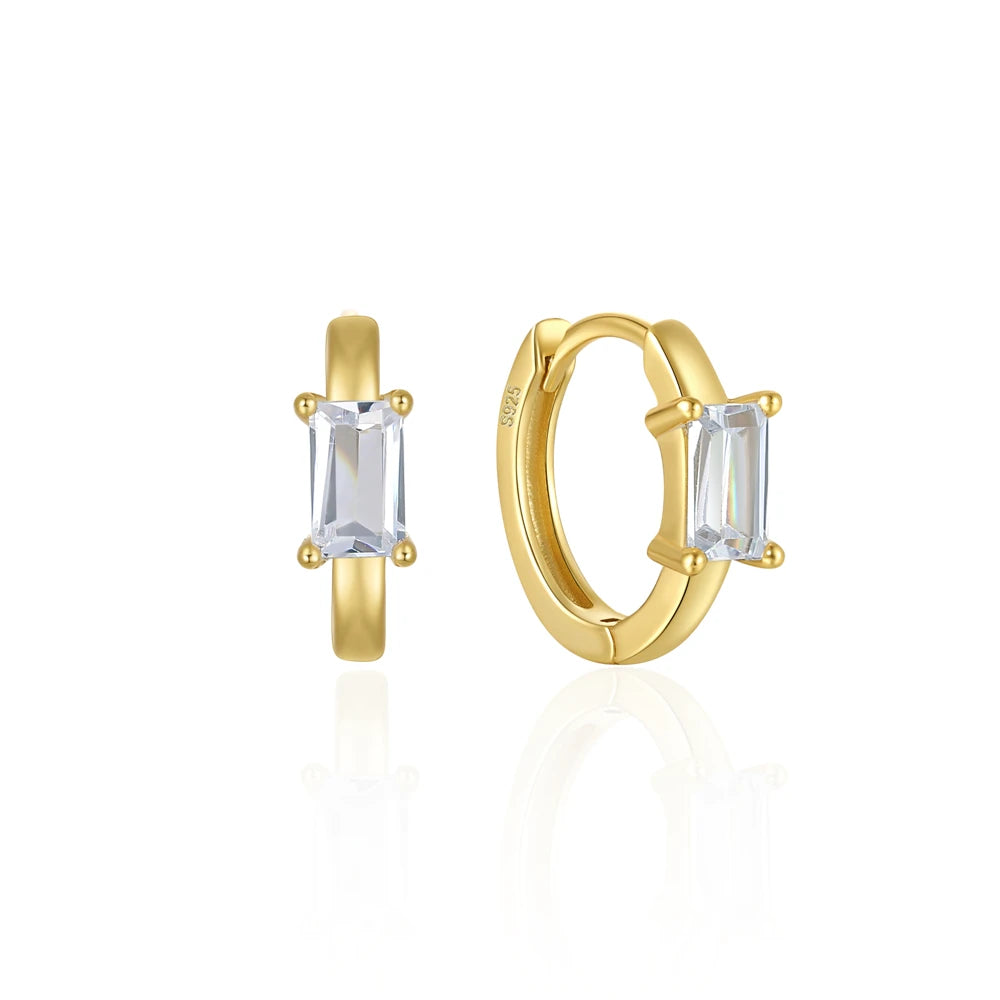 CANNER Star Zircon 925 Sterling Silver Hoop Earrings for Women Gold Color Round Circle Earing Fine Jewelry Accessory Pendientes