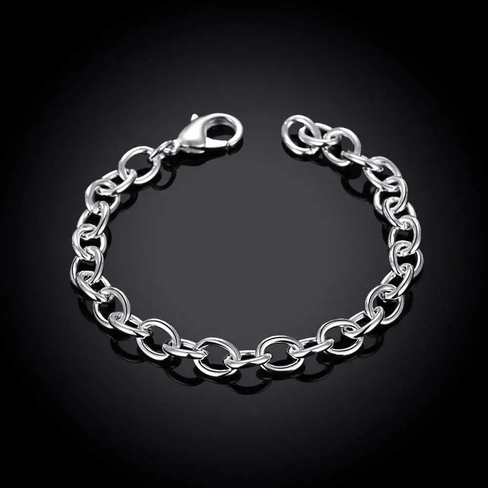 New charm 925 Sterling Silver Bracelet for woman man classic Heavy chain 8 inches Wedding party Gifts fashion Jewelry