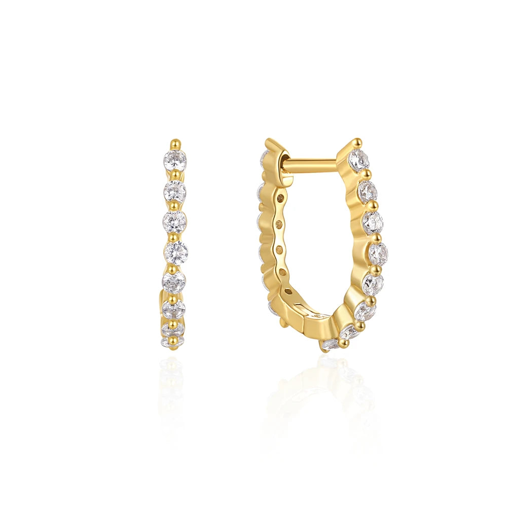 CANNER Star Zircon 925 Sterling Silver Hoop Earrings for Women Gold Color Round Circle Earing Fine Jewelry Accessory Pendientes