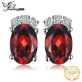 JewelryPalace Oval Red Genuine Natural Garnet 925 Sterling Silver Stud Earrings for Women Fashion Statement Gemstone Jewelry