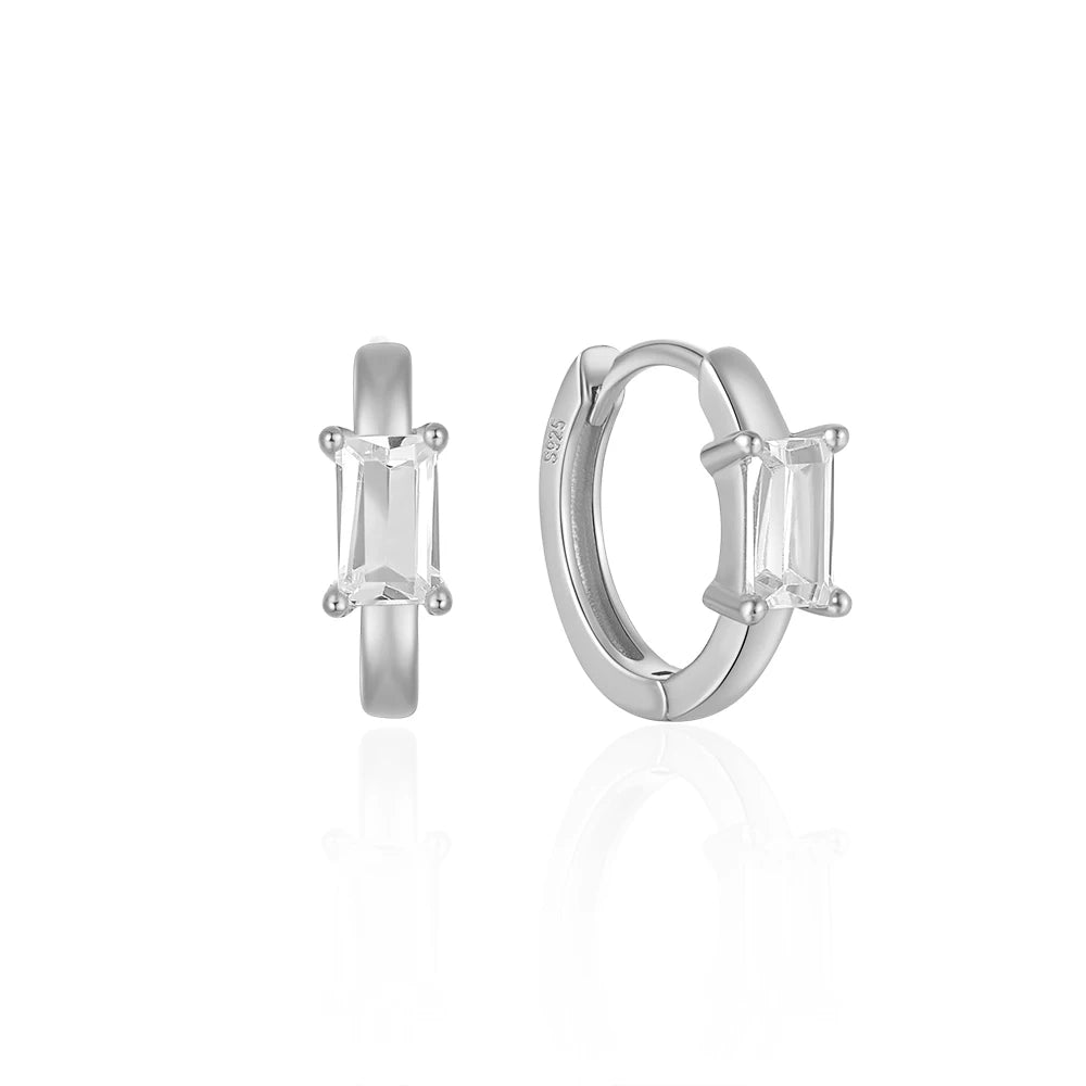 CANNER Star Zircon 925 Sterling Silver Hoop Earrings for Women Gold Color Round Circle Earing Fine Jewelry Accessory Pendientes