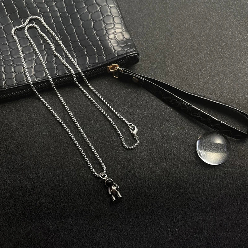 1Pair Magnetic Couple Stainless Steel Necklace Astronaut Pendant Necklace Cartoon Space Star Astronaut Necklace Jewelry